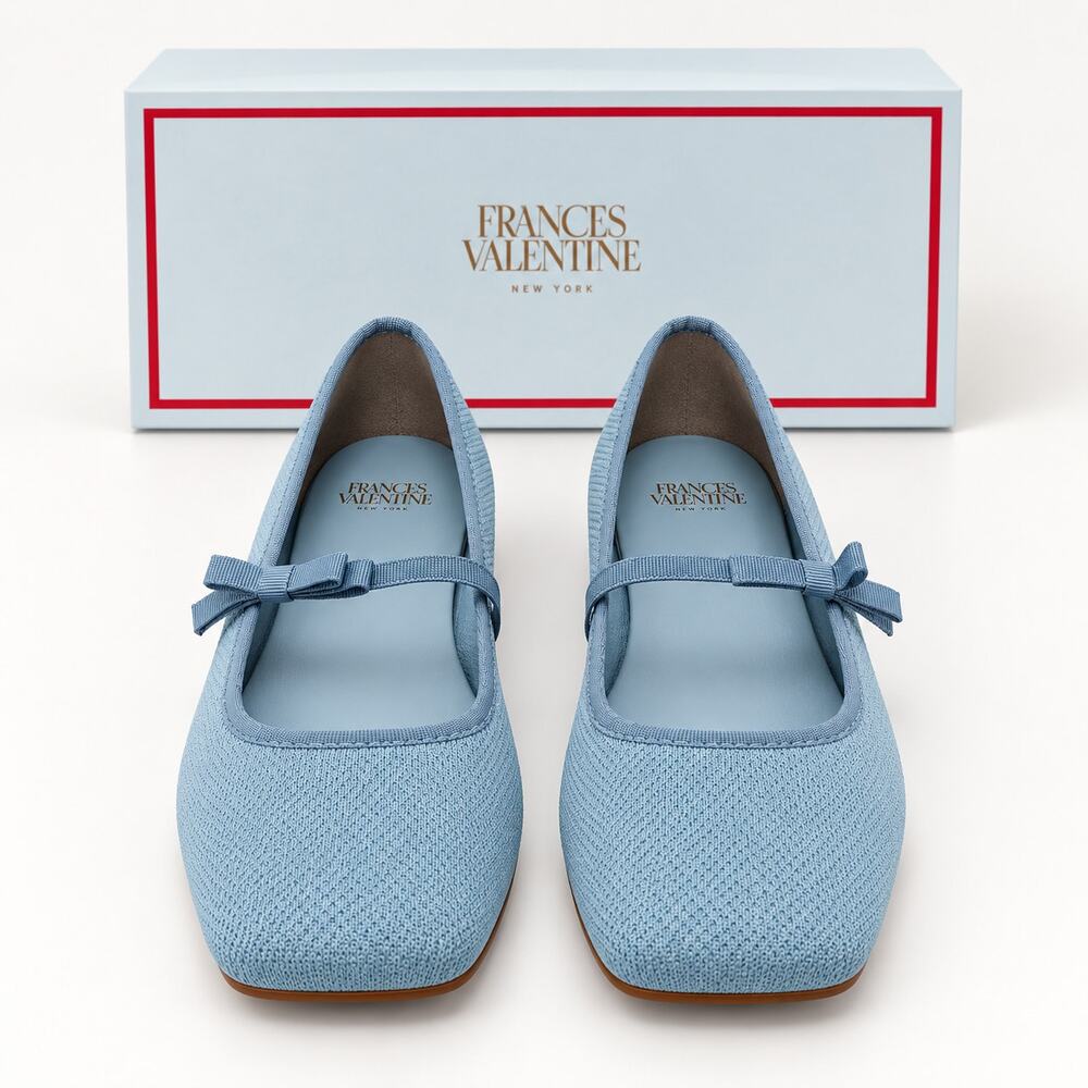 Frances Valentine Knit Ballet Flats Shoes - BLUE Size 7